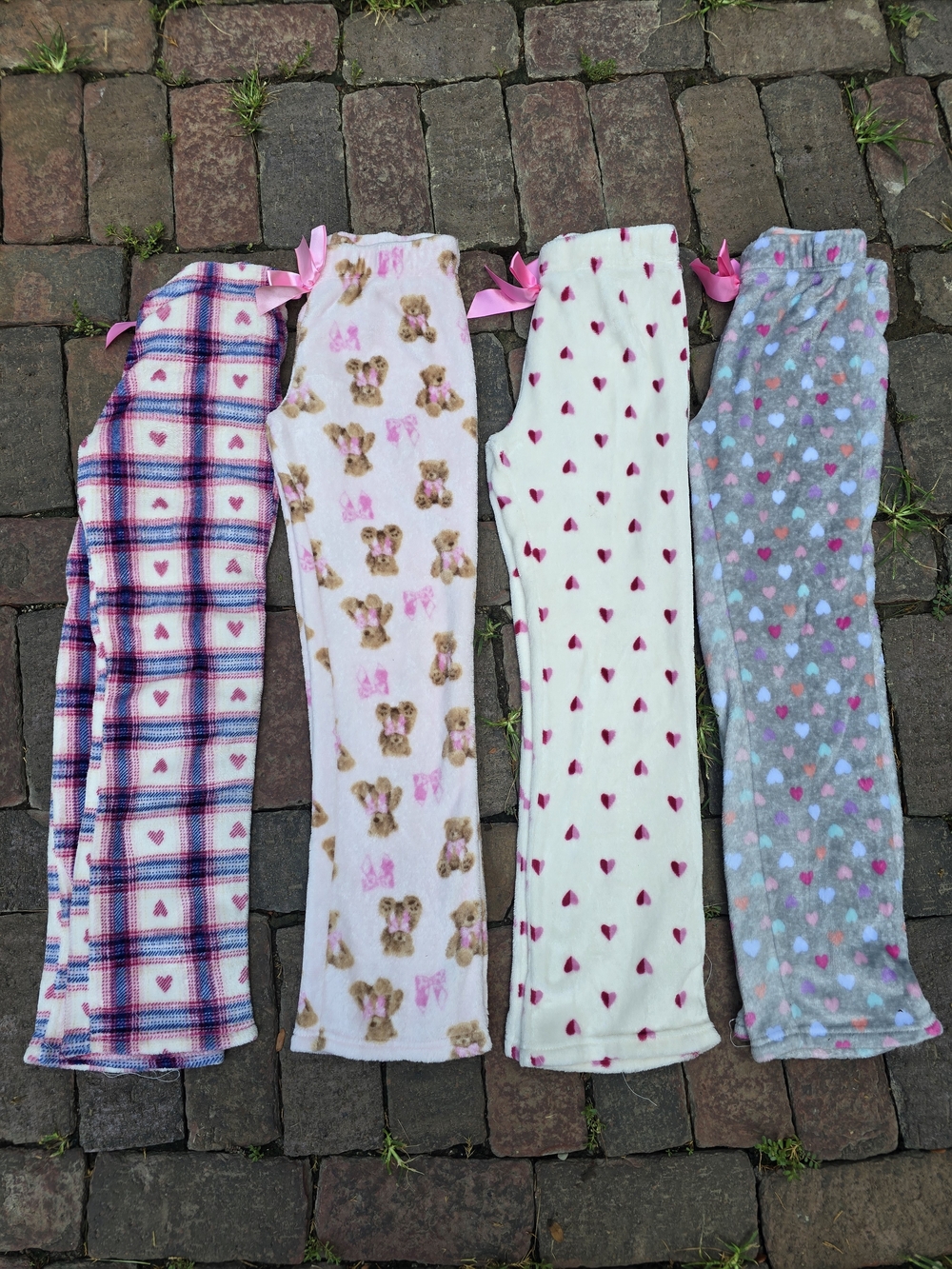 Sleep On It Girls Plush Pajama Bottoms 4 Pair Bundle Soft Cozy Jammies Warm